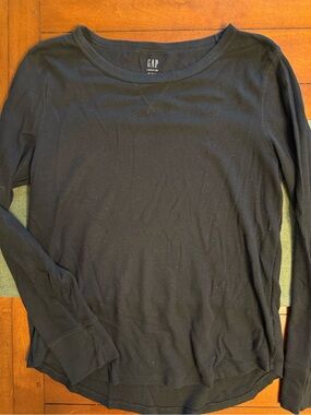 GAP Black Ribbed Long Sleeve Thermal Shirt